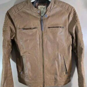 Ed Hardy Brown Viscose Blend Distressed Moto Jacket Sz M